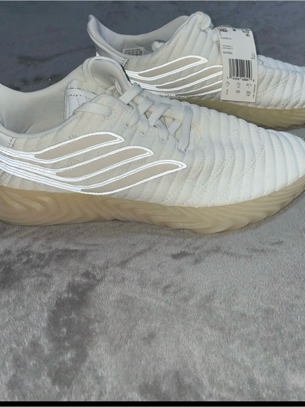 adidas Men's White Knit Sneakers with Gum Sole